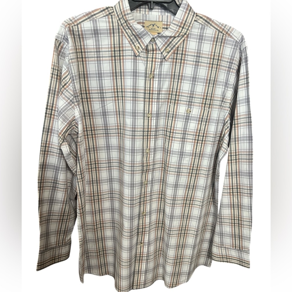 NWT XLT Plaid Button-Down Shirt Long sleeve 98% Cotton 2% Spandex Classic Shirt